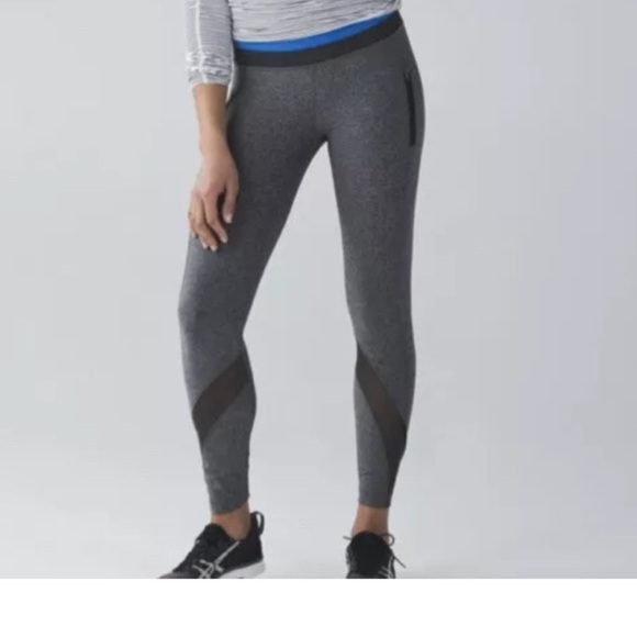 Lululemon Inspire Tight II Mesh Leggings Heathered Black Blue size 6 T25 - Picture 7 of 14